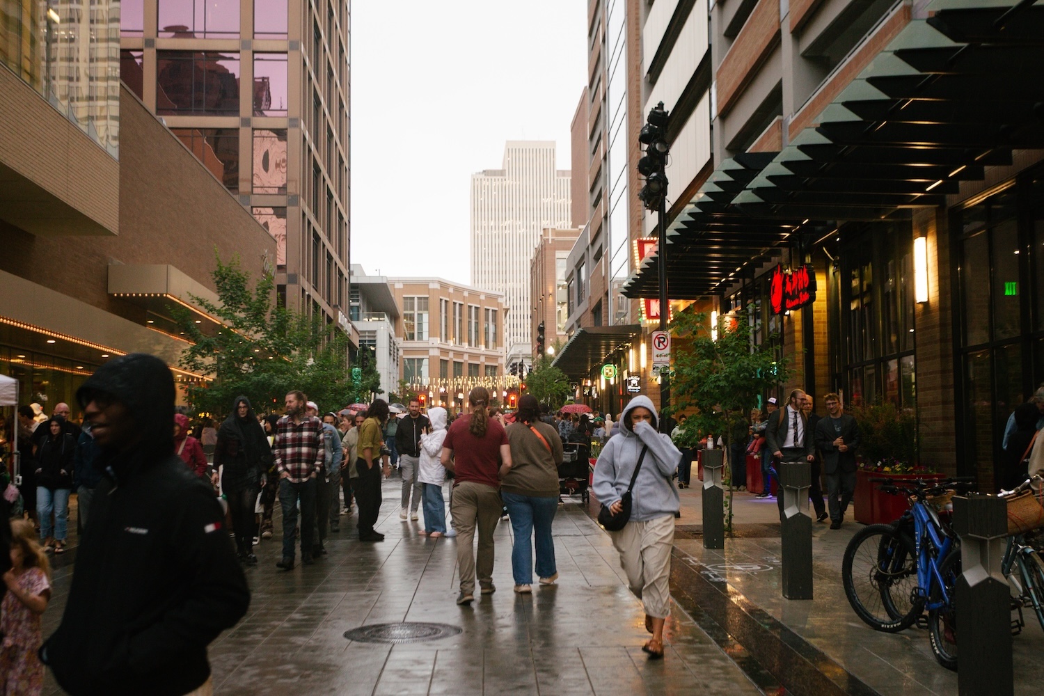 Crowds attending Busker Fest SLC in downtown Salt Lake City during the annual street performance festival