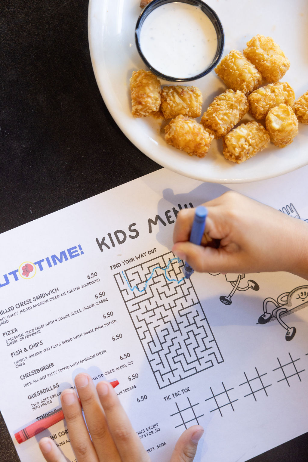 Bout Time Neighborhood Grill, Kids Menu Activities
